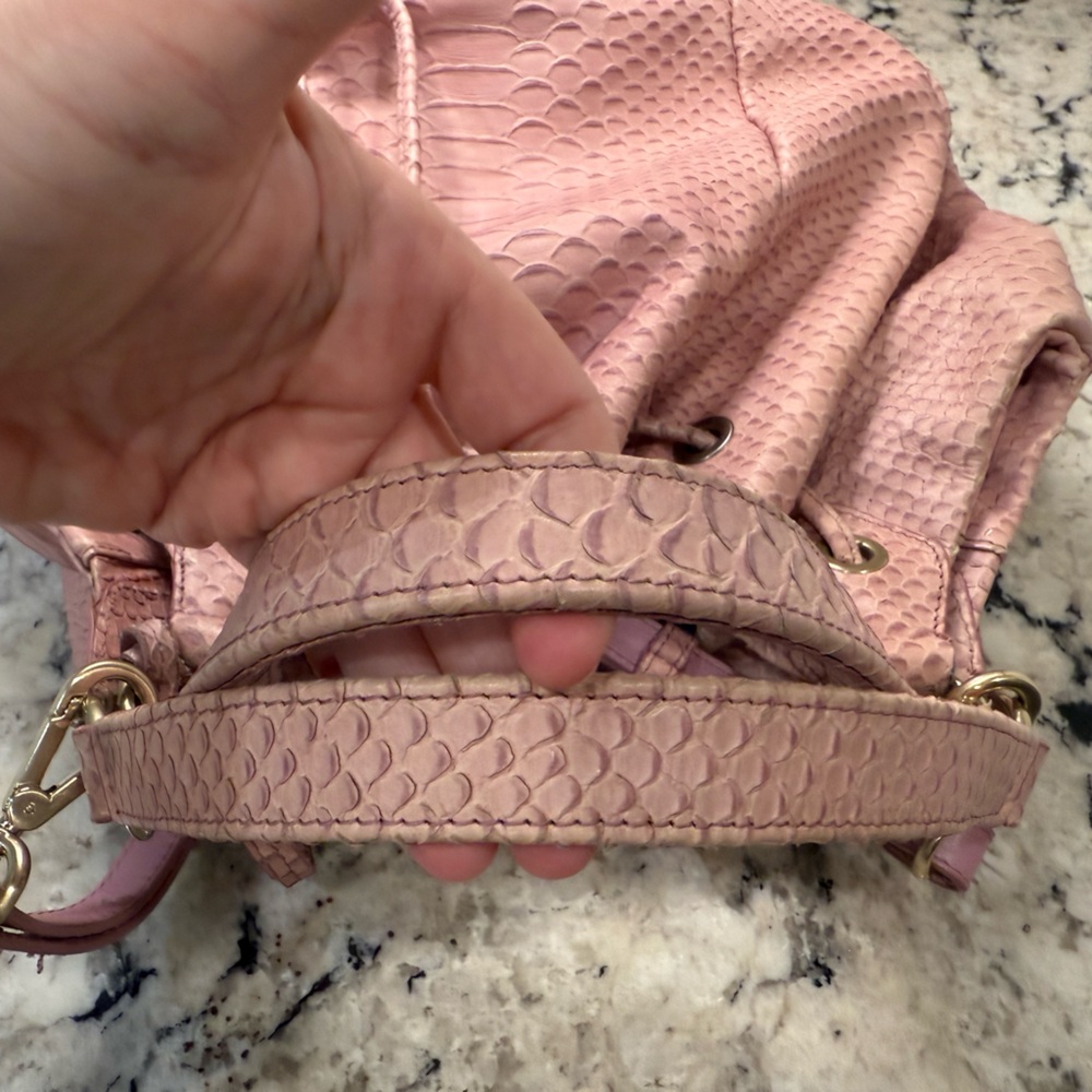 Furla Euc Python Leather Pink Hobo Drawstring Bag - image 4